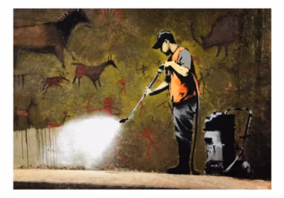 Papier peint intissé panoramique street art banksy – cavepainting 100×70 cm