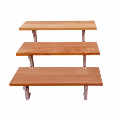 Escalier en acier BALI, 3 marches en bois exotique Bangkirai, Hauteur 54 cm – L 100 cm