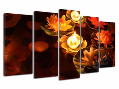 DECLINA, Tableau toile imprimée Zen, Tableau 5 panneaux XXL ambiance zen, 150×80 cm