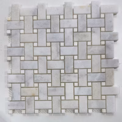 Mosaïque Tissage Panier en Marbre Blanc Mugla – Dolomie