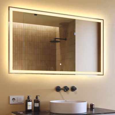 Miroir avec LED Illumination Salle de Bain (120x70cm) LED Lumineux Miroir avec Éclairage (LED001) 3000K Interrupteur Tactile
