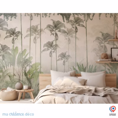 Papier peint Fresque tropicale et palmiers – Intissé – 200 cm – 280 cm – MaCrédenceDéco