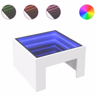 Table basse avec LED infini blanc 50x50x30 cm vidaXL