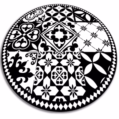 Tapis vinyle rond pour l&rsquo;entrée Tulup fi80 cm Protège le sol moderne Motif portugais