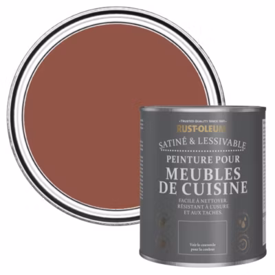 Peinture Rouge pour Meubles de Cuisine, Satin – RUST-OLEUM – Rouge Brique 750ml