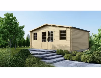 Abri de jardin en bois – 21.42m2 – 5.1×4.2m – Ep. 34mm – Couleur: naturel – DOM746