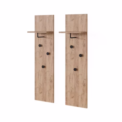 Vicco Vestiaire Chêne de force doré avec 2 portemanteaux muraux