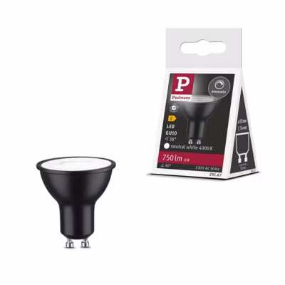Standard 230 V Réflecteur LED GU10 750lm 8W 4000K gradable Noir mat