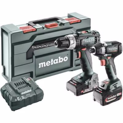 Set Metabo 18 V – BS 18 LT BL + SSW 18 LT 300 BL, 2x 18 V 5,2 Ah, chargeur, metaBOX