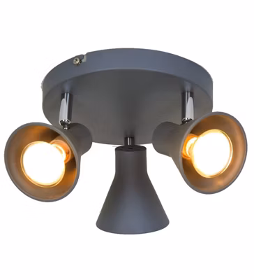 Plafonnier design Carter 3 ampoules métal gris compatible LED
