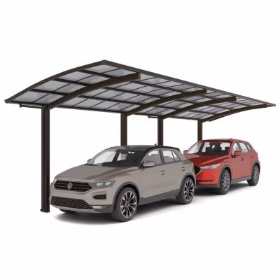 Carport double aluminium PORTOFORTE Montage Tandem standard Type 60 (charge toiture 75kg/m²) Bronze mat – XIMAX
