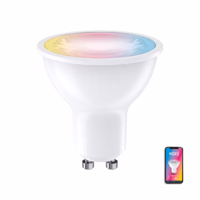 KOZii – Ampoule LED connectée KOZii, éclairage blancs + couleurs, GU10 Spot 5W Variation de couleur et luminosité – KG50SRVBCCT