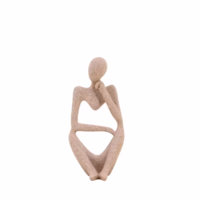 Statuette penseur effet marbre beige 23cm