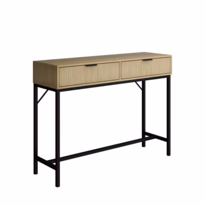 Vicco Table console Chêne 100x75cm avec 2 tiroirs
