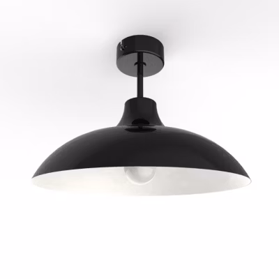 LUMICOM – PARIGINA Plafonnier, 1X E27, max 42W, métal, noir brillant/blanc, D.40cm