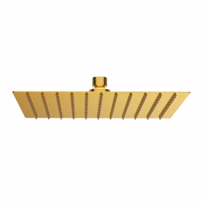 BALNEO Pomme de douche pluie or brillant carrée Acier inoxydable – Pommeau de douche 25 cm CASCADE