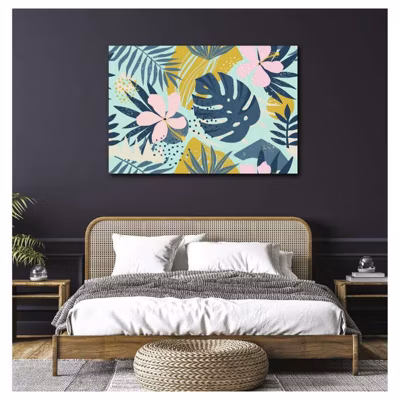 Tableau toile en kit MONSTERA BLEUE 140 x 95 cm – Toile textile sans PVC, Made in France par Scenolia