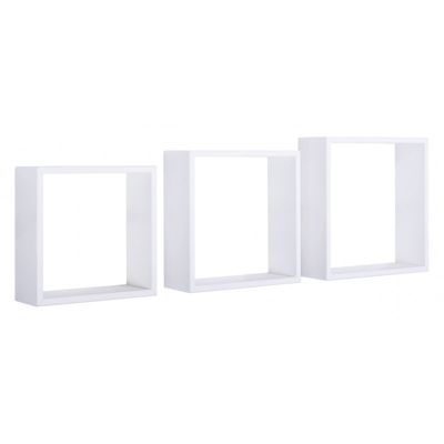 Ensemble de 3 étagères murales décoratives cubiques, blanches, 30x30x10 cm, 27x27x10 cm et 24x24x10 cm – Incubo Slim