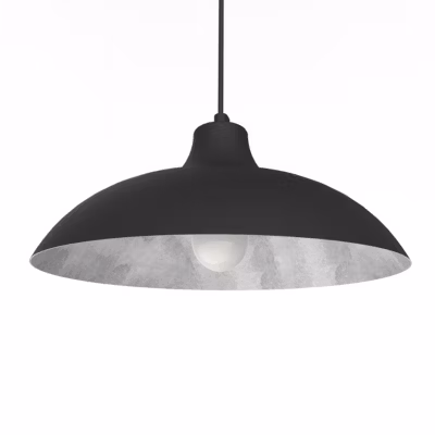 LUMICOM – PARIGINA Suspension, 1X E27, max 42W, métal, noir mat/feuille argent, D.30cm