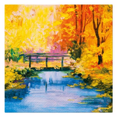 20 serviettes en papier 33 x 33 cm Pont en automne