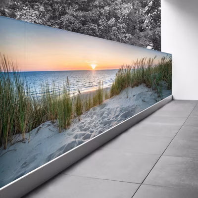 Brise vue Trompe l&rsquo;oeil – 100×300 cm – Couché de soleil 3617689696096