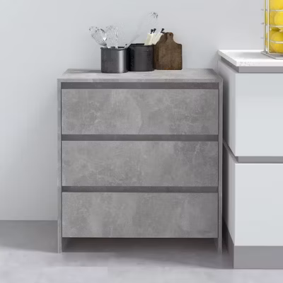 809750 vidaXL Buffet Gris béton 70x41x75 cm Bois d&rsquo;ingénierie