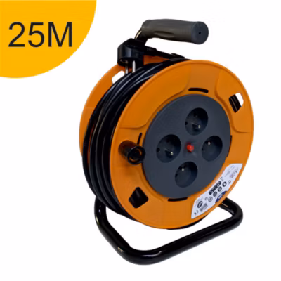 Enrouleur 25m H05VV-F 3G1.5 – 4 prises 16A – garantie 2 ans