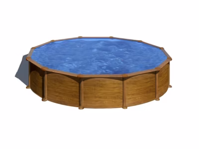 Piscine acier aspect bois Mauritius ronde 5,70 x 1,32 m – Gré
