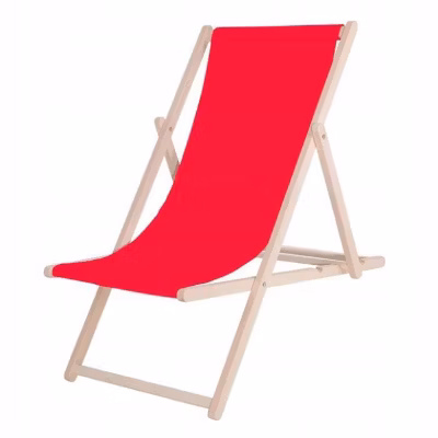 Transat de Jardin pliant en bois de plage – SPRINGOS – Rouge – 120 kg
