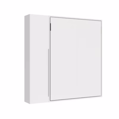 Lit français escamotable vertical Versia Sofà 140 avec 1 armoire à porte gauche en blanc