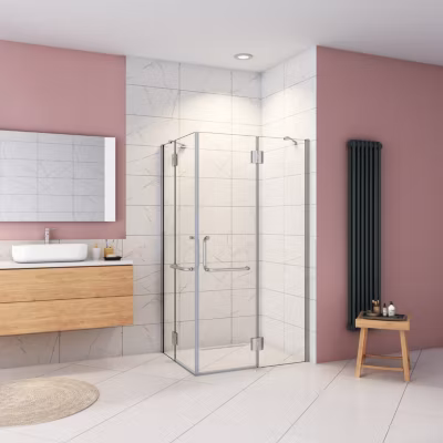 Cabine de douche – 8 mm Verre Anticalcaire – 100 x 80 x190 cm – alu Chrome –  avec porte-serviette