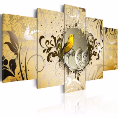 Tableau Yellow bird singing 100×50 cm