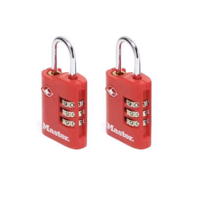4686EURT Pack de 2 Cadenas à Combinaison TSA, Couleur Aléatoire, 6,3 x 3 x 1,4 cm