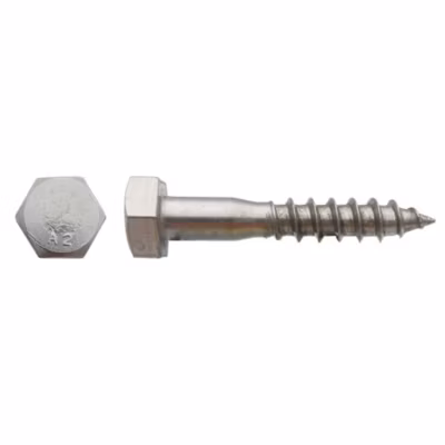 100 Tirefonds Bois Tête Hexagonale 6 x 130 mm – DIN 571 – Inox A2 – D-Work