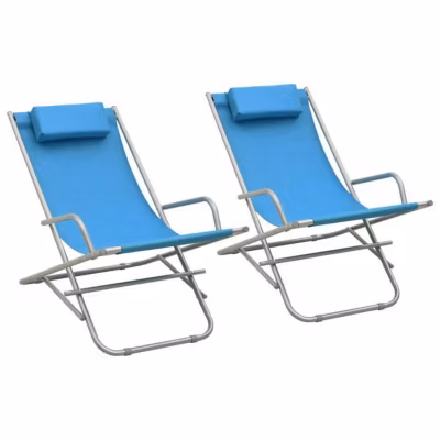 vidaXL 2x Chaises à Bascule Chaise Longue de Jardin Bain de Soleil de Terrasse Camping Patio Extérieur Pliable Inclinable 310340