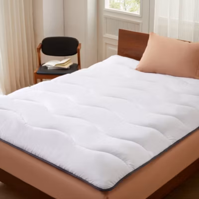 CASABEL Surmatelas 80×200 cm en Microfibre Rerspirante, Ultra Moelleux, Anti-Acariens, Liseré Gris, Idéal Matelas 2 places