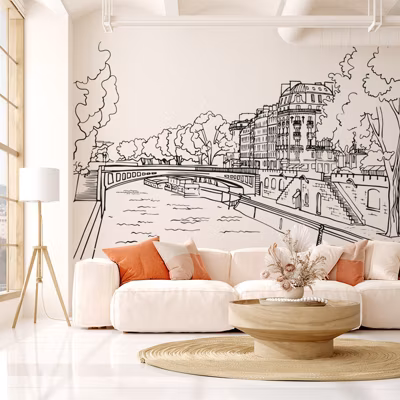 Papier peint panoramique – Belle Rive – Noir – intissé : 150g/m² – 7 lés : 336x270cm