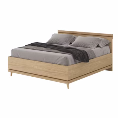 Lit NOKI  180×200 cm chene clair et moka  Style scandinave sans sommier
