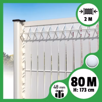 Kit 80m occultation lattes aluminium pour panneau rigide maille 55 – H 1m73 x 2m Blanc