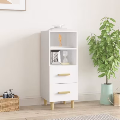 812357 vidaXL Buffet Blanc 34,5x34x90 cm Bois d&rsquo;ingénierie