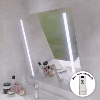 Miroir lumineux inclinable avec télécommande MOTORY 80×80 cm