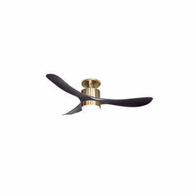 Modulo Low Profile Regular  – un ventilateur pour plafond bas , DC 132 cm Laiton pales abs noir Lumière Dimmable 20 à 40 m²