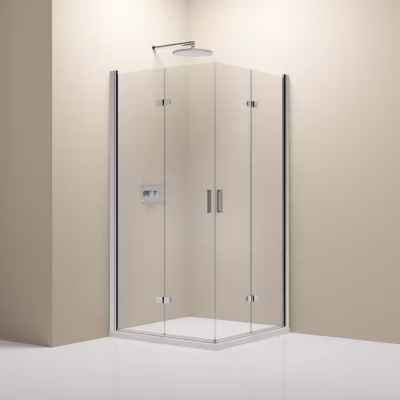 Cabine de douche d&rsquo;angle verre 8mm Cabine de douche intégrale Parre douche 2 portes pliantes angle – NT213 – 80x100x195cm, Chrome