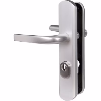 Poignée de porte d&rsquo;entrée blindée – Secumax Up – Vachette – Gris argent – Clé I – 170 mm à 216 mm