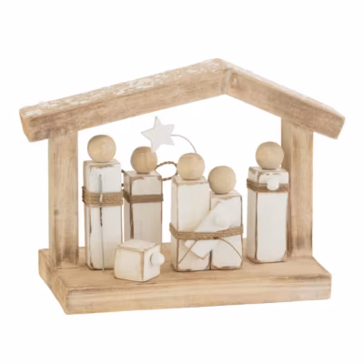 Crèche de Noël en Bois « Minimaliste » 25cm Naturel