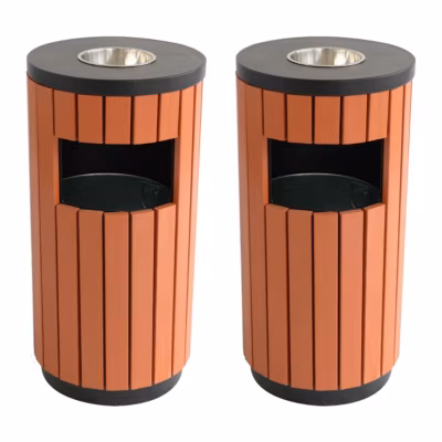 2 Poubelles bois d&rsquo;extérieur 29 L et cendrier  Oviala