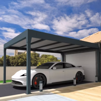 Carport isotoit MODERN îlot Gris anthracite 6,26×5,00m (Kit LED 3 cotés)