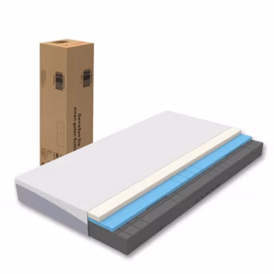 Matelas réversible 90x200cm, hauteur 20cm, H3 & H4, mousse confort 7 zones, Öko-Tex 100, côté souple et ferme