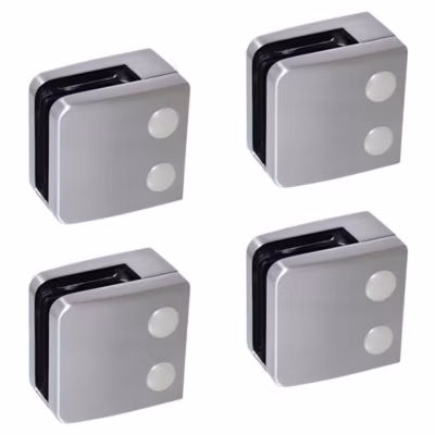 4 x Pince à verre plate modèle 06 – Ep. verre 10,76 mm – Inox 316 brossé GR320