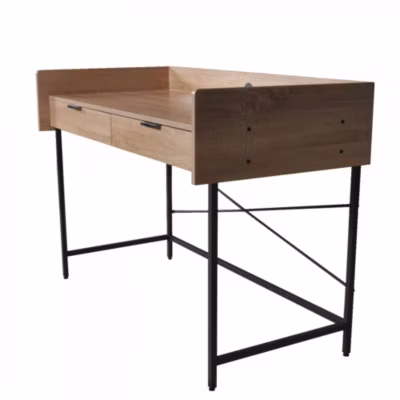 Bureau CAMPUS 123x54cm / Décor Chêne blanchi et métal noir
